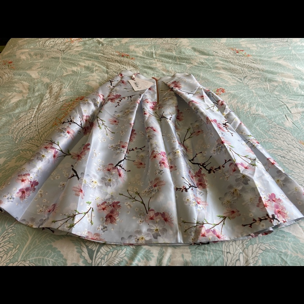 Ted Baker Gray Oriental Blossom Full Skirt